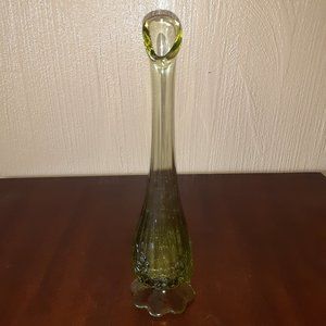 MCM Fenton Art Swung Glass Vase Rose Pattern